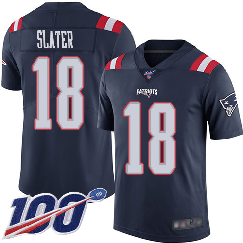New England Patriots Football #18 100th Season Rush Limited Navy Blue Men Matthew Slater NFL Jersey